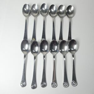 Robert Welch Ammonite 12 Place Oval Soup Spoons Stainless Flatware Helmick Korea